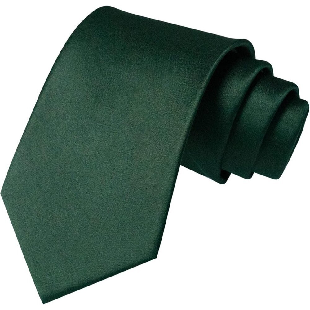 Men's Dark Green 1 Solid Pure Color Imported Polyester Formal Neck Ties